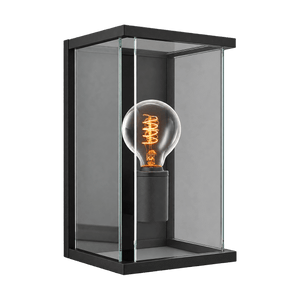 Chic Flush Wall Light Matt Black Outdoor IP44 on a transparent background