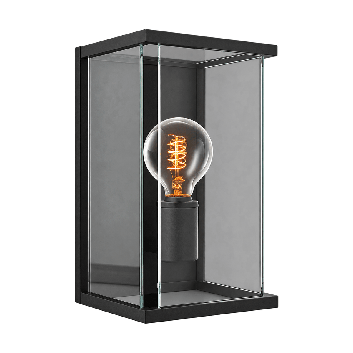 Chic Flush Wall Light Matt Black Outdoor IP44 on a white background