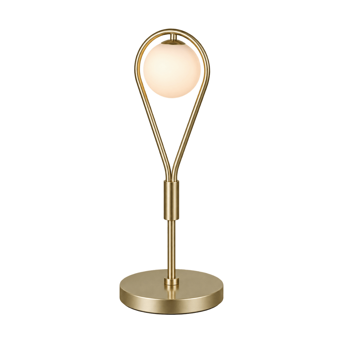 Satin Gold Tear Drop Table Lamp on a transparent background