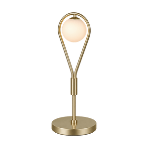 Satin Gold Tear Drop Table Lamp on a transparent background