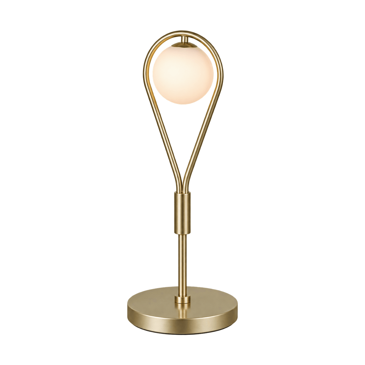 Satin Gold Tear Drop Table Lamp on a white background