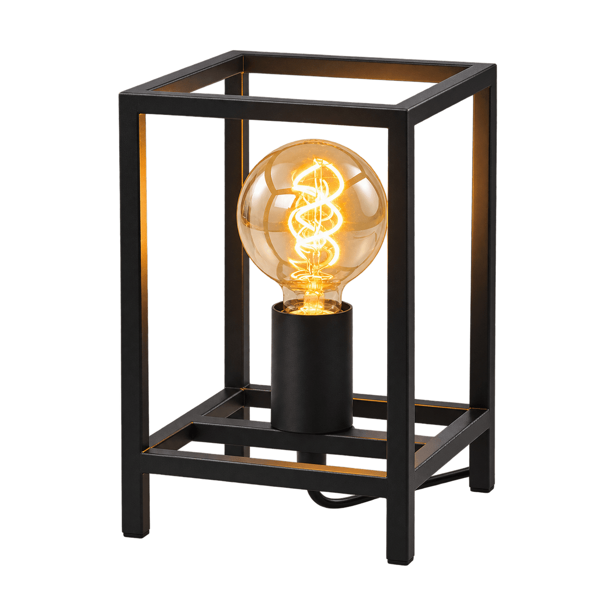 Black Cube Table Lamp on a transparent background