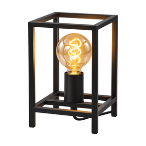 Black Cube Table Lamp on a white background
