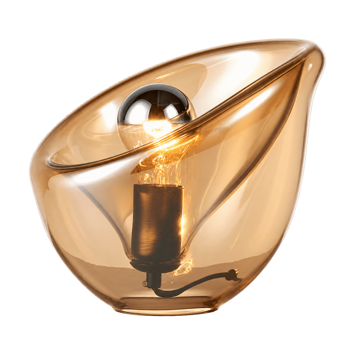 Arum Lily Amber GlassbTable Lamp on a transparent background