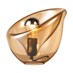 Arum Lily Amber GlassbTable Lamp on a white background