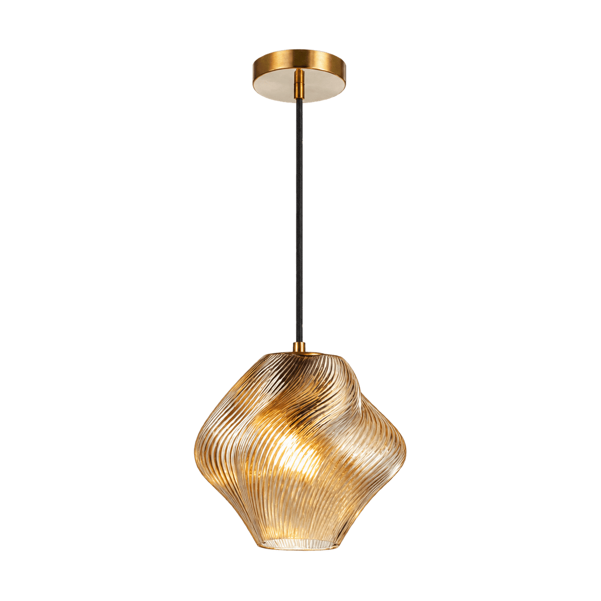 Small Amber Gelato Glass Pendant Light on a transparent background