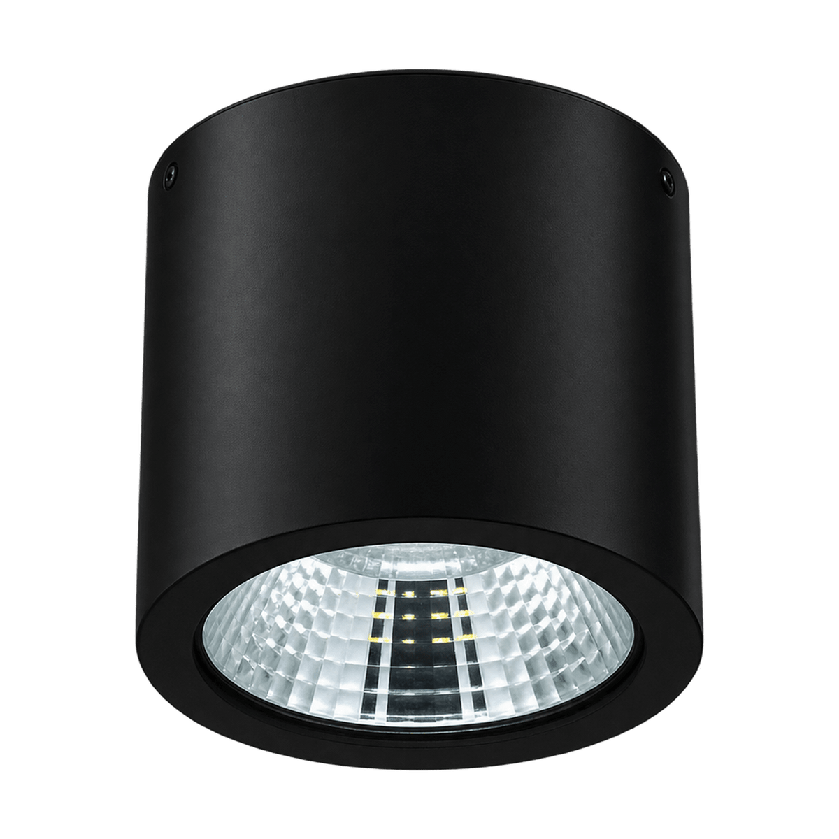 Portico Black LED Surface Mount Downlight - Dimmable & IP54 on a transparent background
