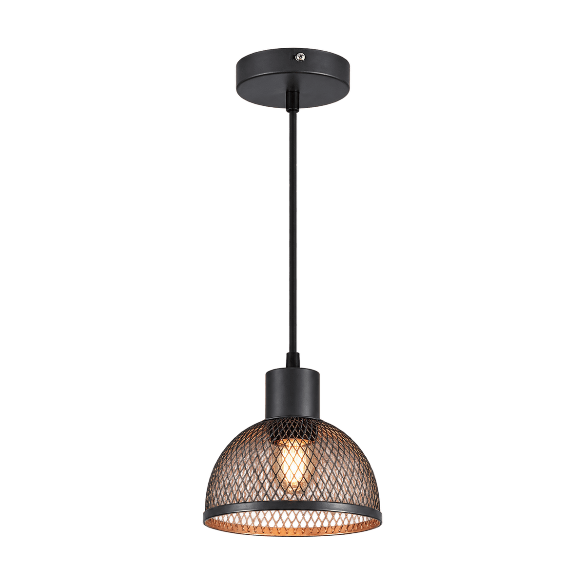 Mesh Pendant Light - Matt Black & Copper