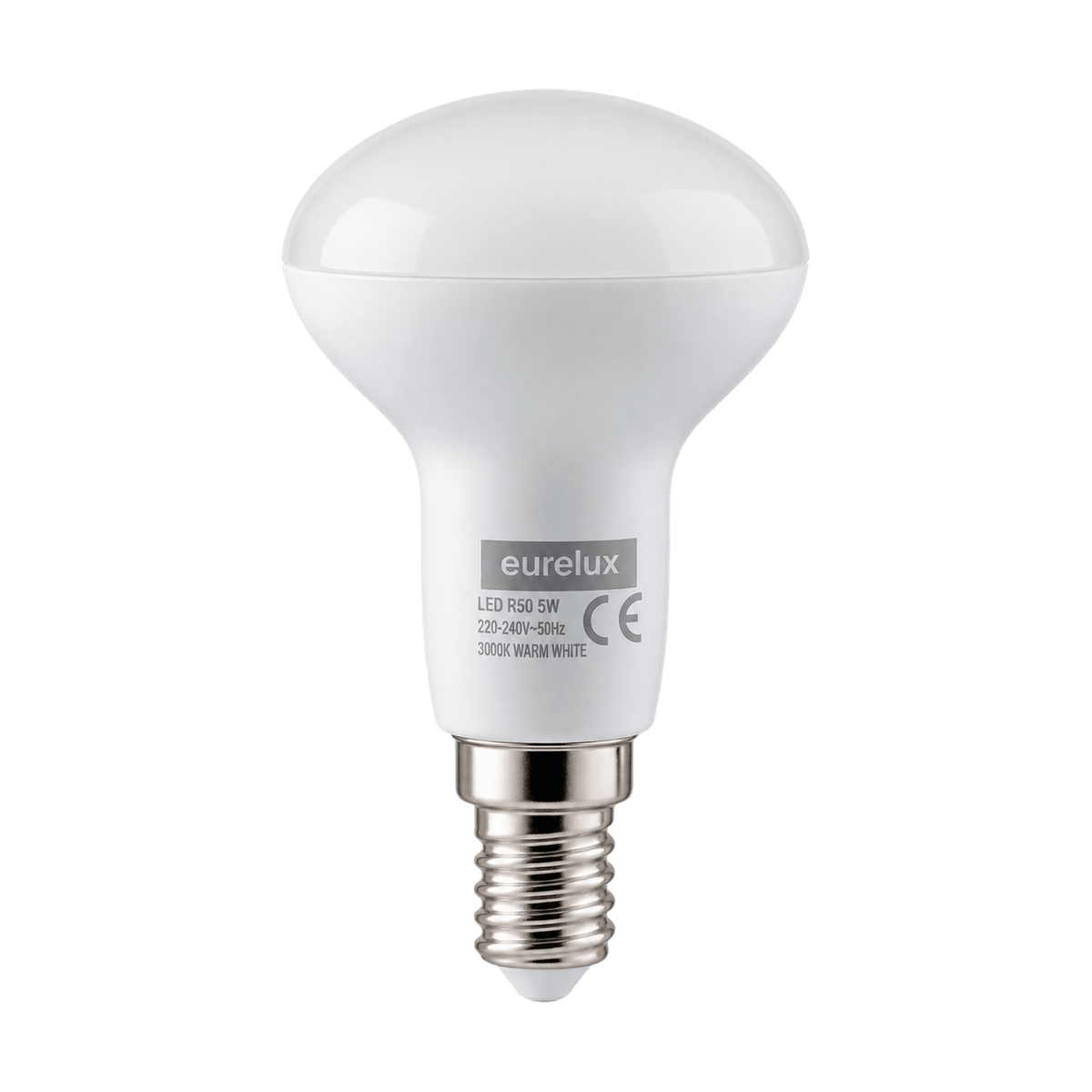 6W R50 LED Bulb – E14, 3000K Warm White on a transparent background