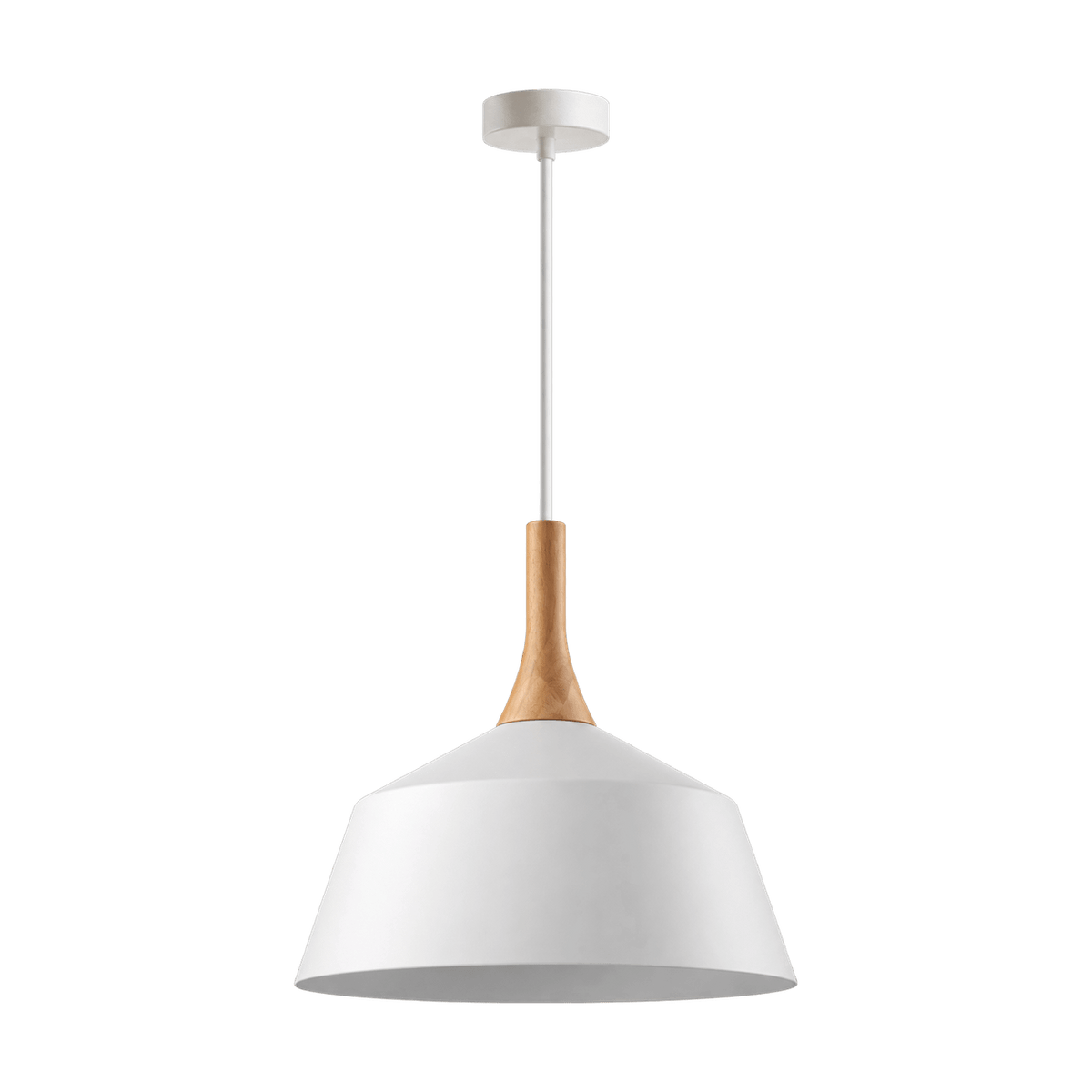 White & Wood Pendant Light - transparent background