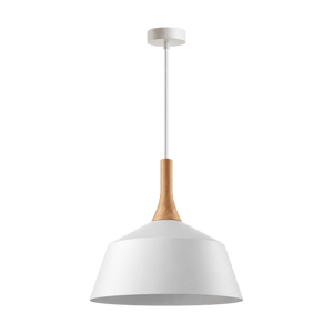 White & Wood Pendant Light - transparent background