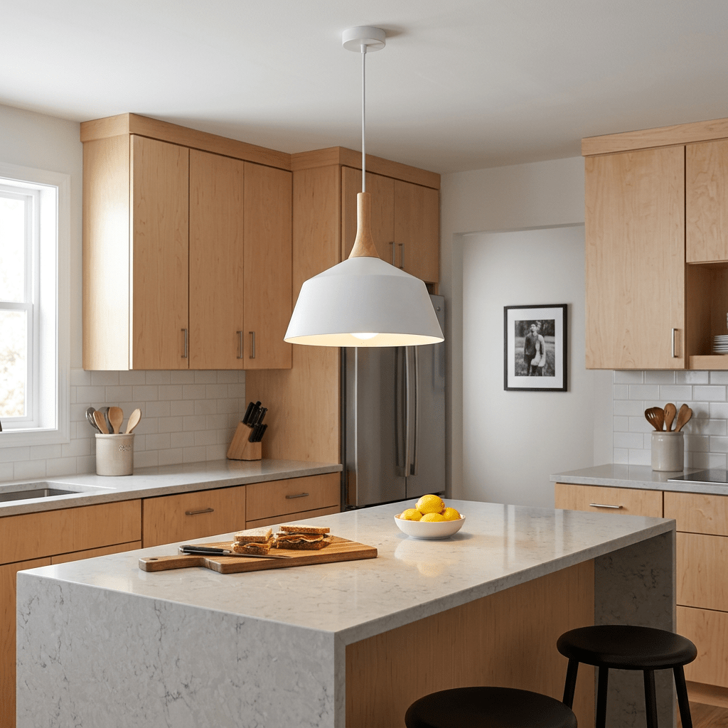 White & Wood Pendant Light