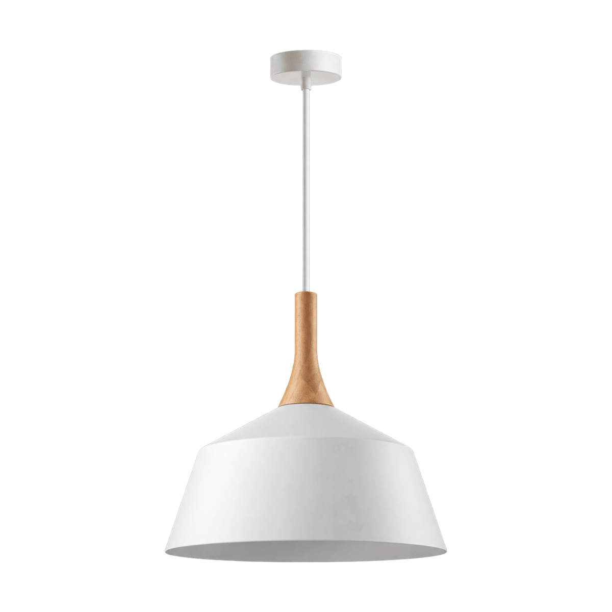 White & Wood Pendant Light - white background