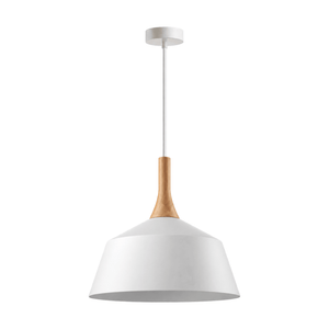 White & Wood Pendant Light - white background