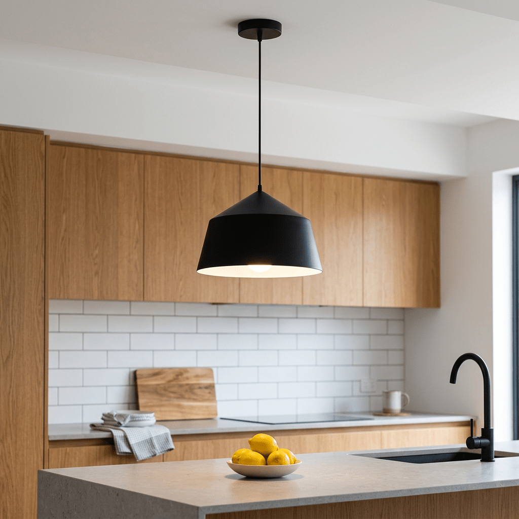 Roma Black Pendant Light - Aluminium Shade & 3m Adjustable Suspension