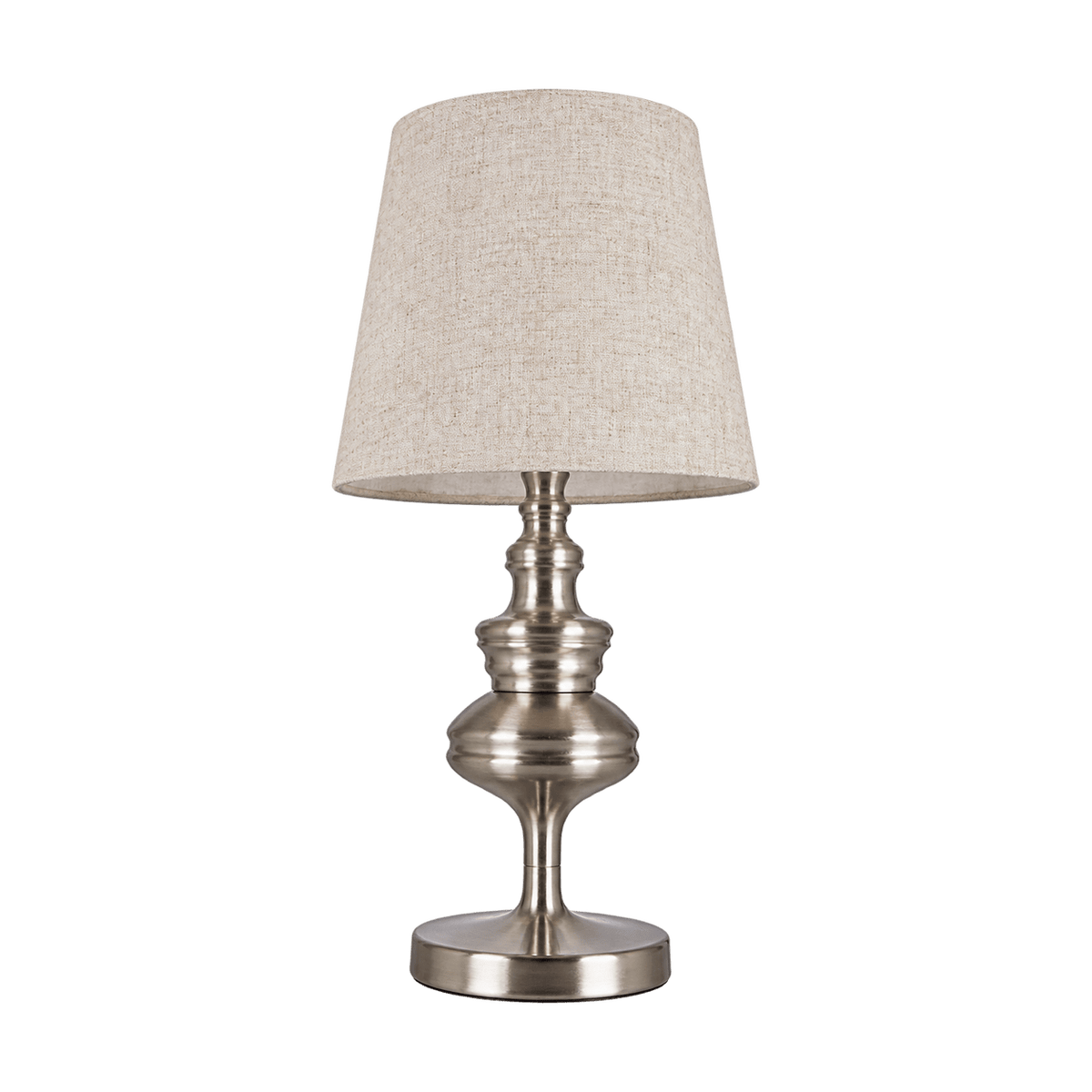 Satin Metal Desk Lamp - Hessian Shade - transparent background