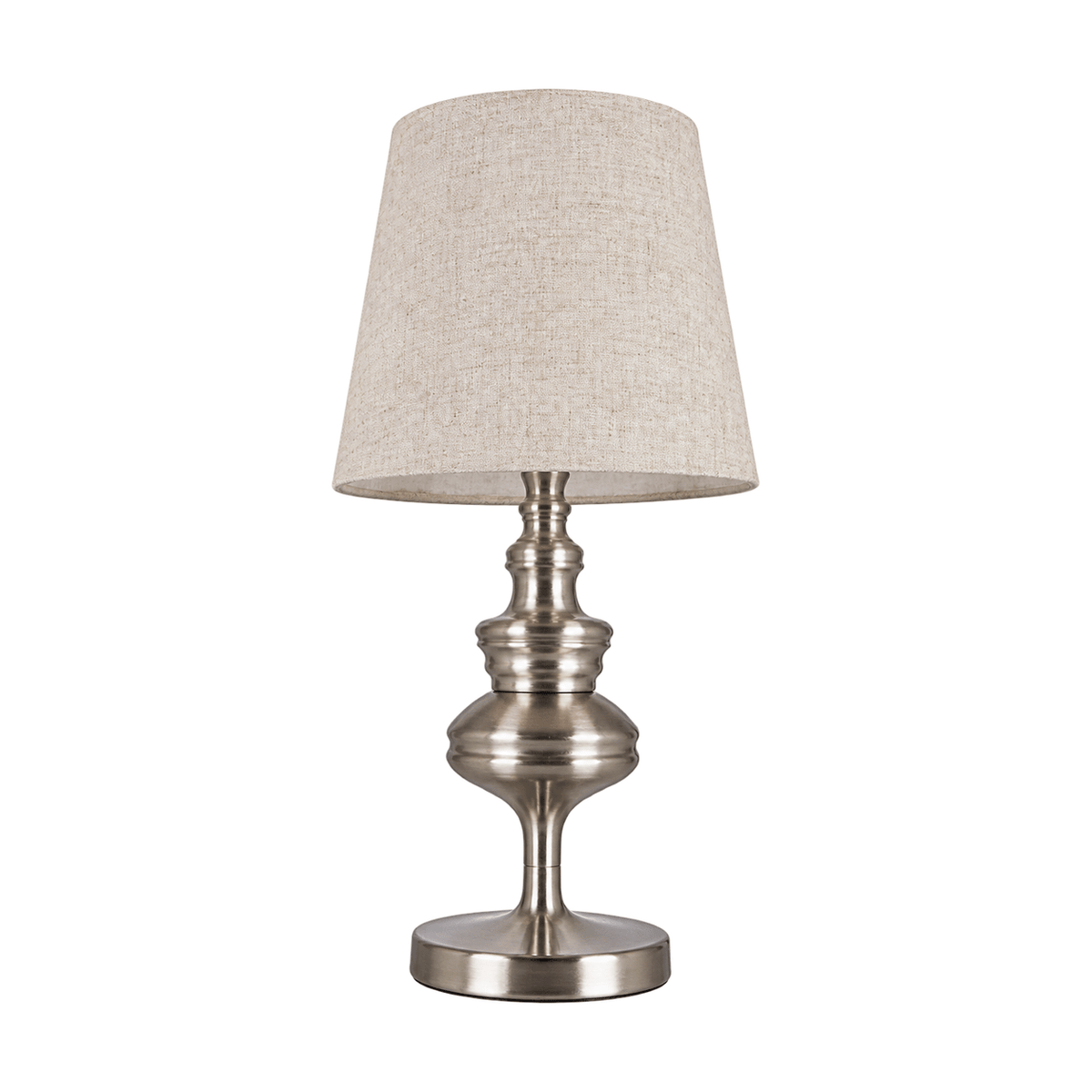 Satin Metal Desk Lamp - Hessian Shade - white background