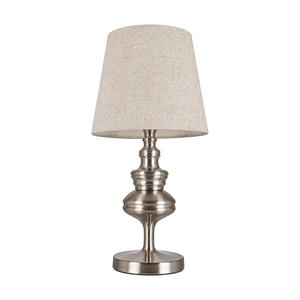 Satin Metal Desk Lamp - Hessian Shade - white background