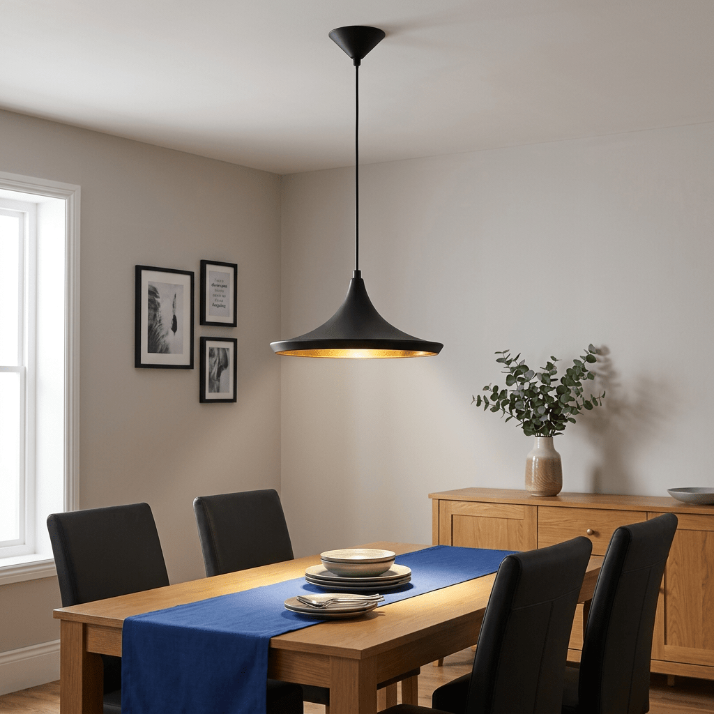 Conical Black & Gold Pendant Light