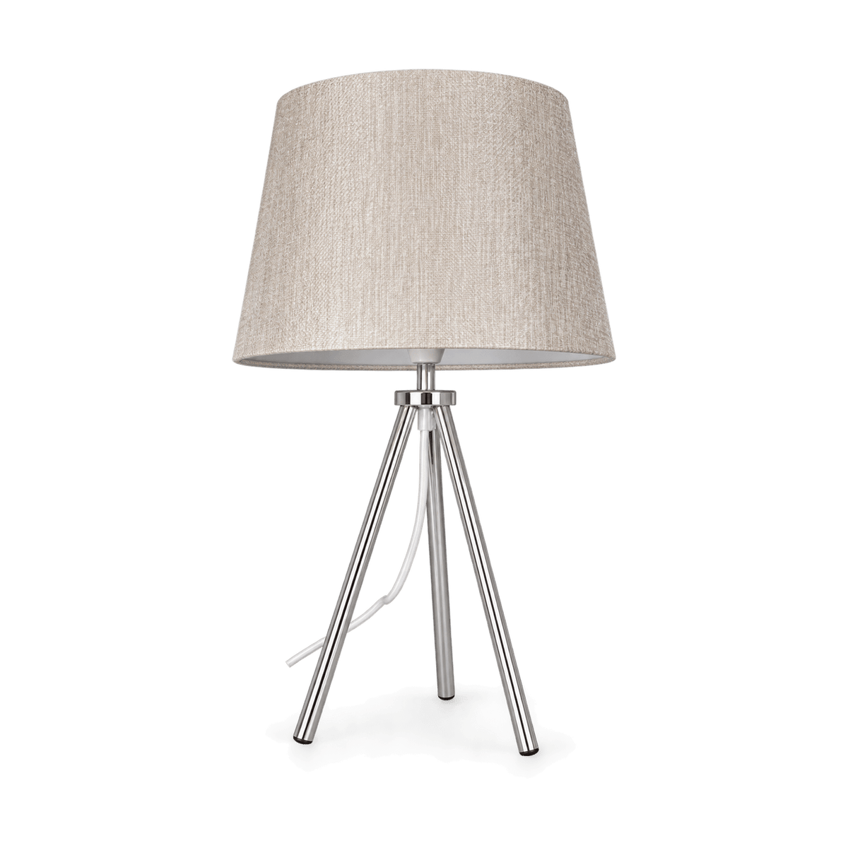 Polished Chrome Table Lamp with Champagne Fabric Shade - transparent background