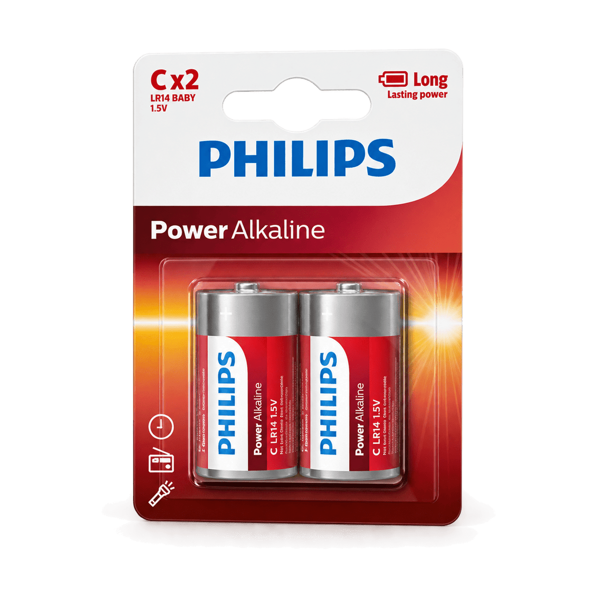 C Alkaline Batteries - 2 Pack - transparent background