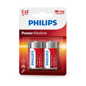 C Alkaline Batteries - 2 Pack - transparent background