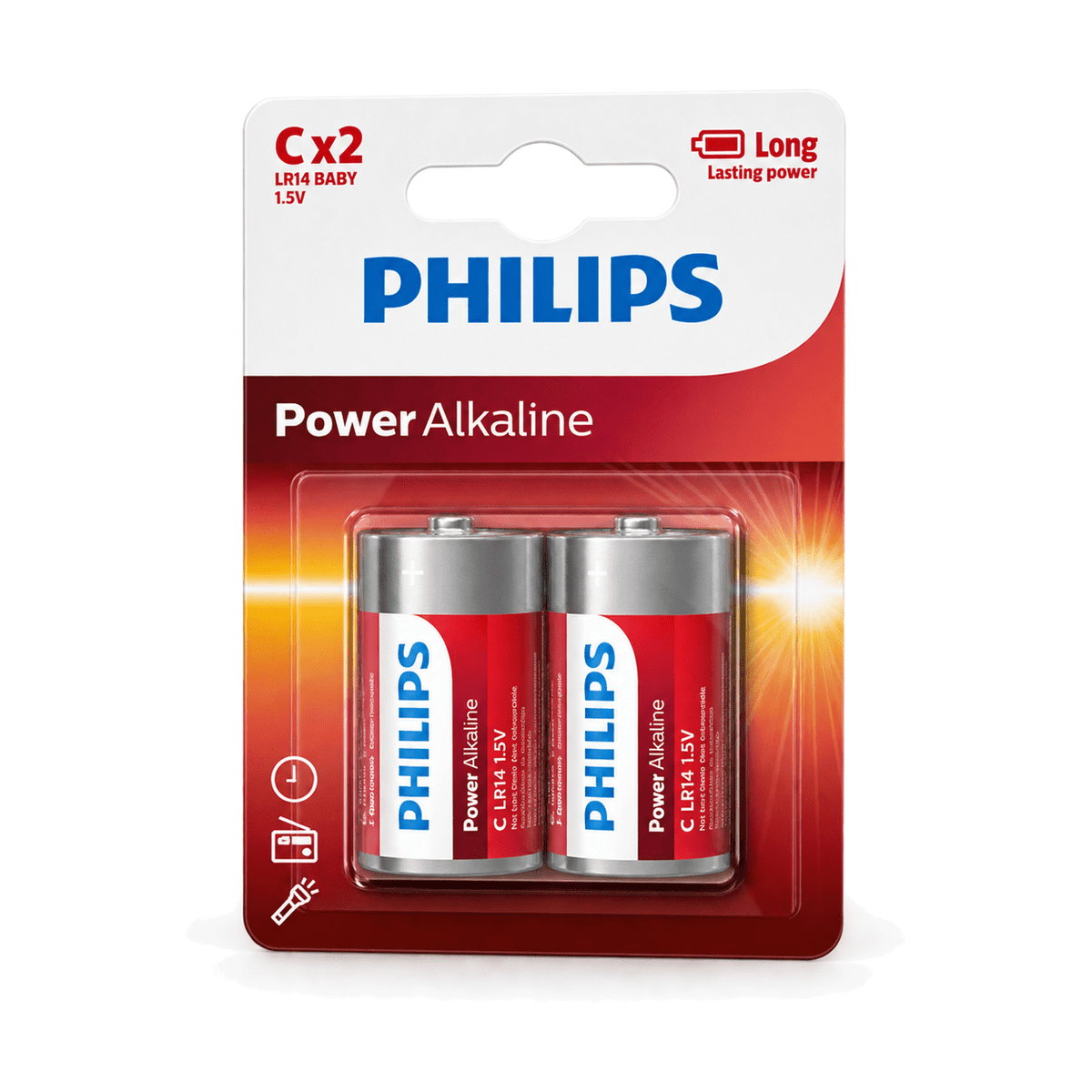 C Alkaline Batteries - 2 Pack - white background