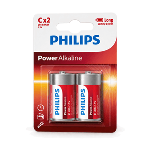 C Alkaline Batteries - 2 Pack - white background