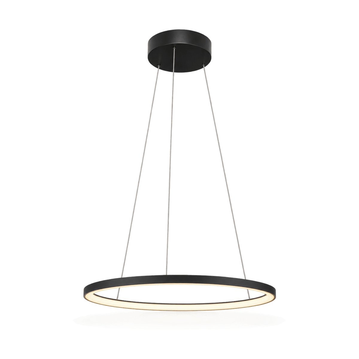 22W Warm White 60cm Black Ring Pendant Light - transparent background