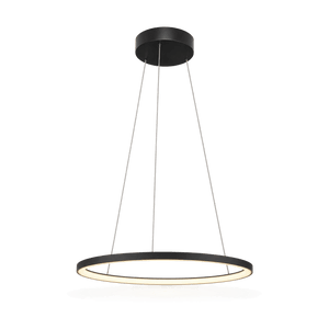 22W Warm White 60cm Black Ring Pendant Light - transparent background