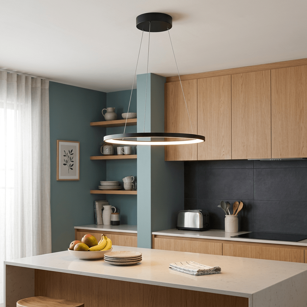230V 22W LED 60cm Single Ribbon Pendant - Black
