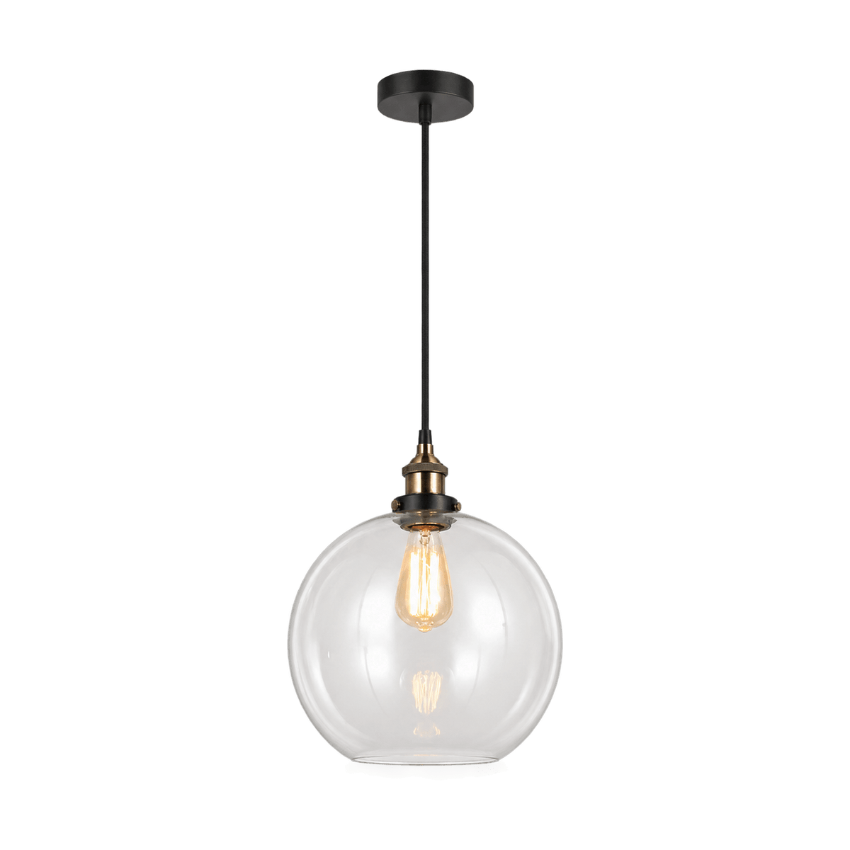 Antique Brass Glass Pendant Light - transparent background