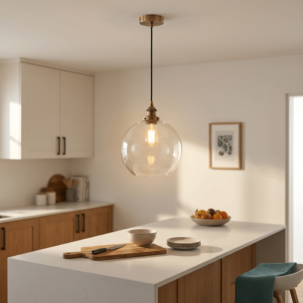 Antique Brass Glass Pendant Light