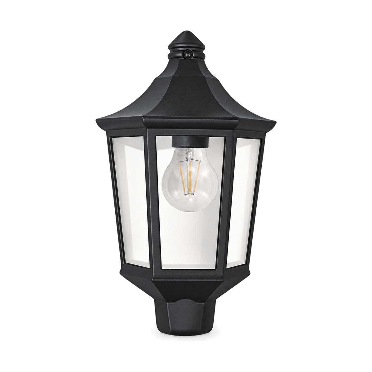 Black Outdoor Half Lantern Wall Light - transparent background