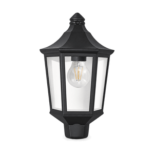 Black Outdoor Half Lantern Wall Light - transparent background
