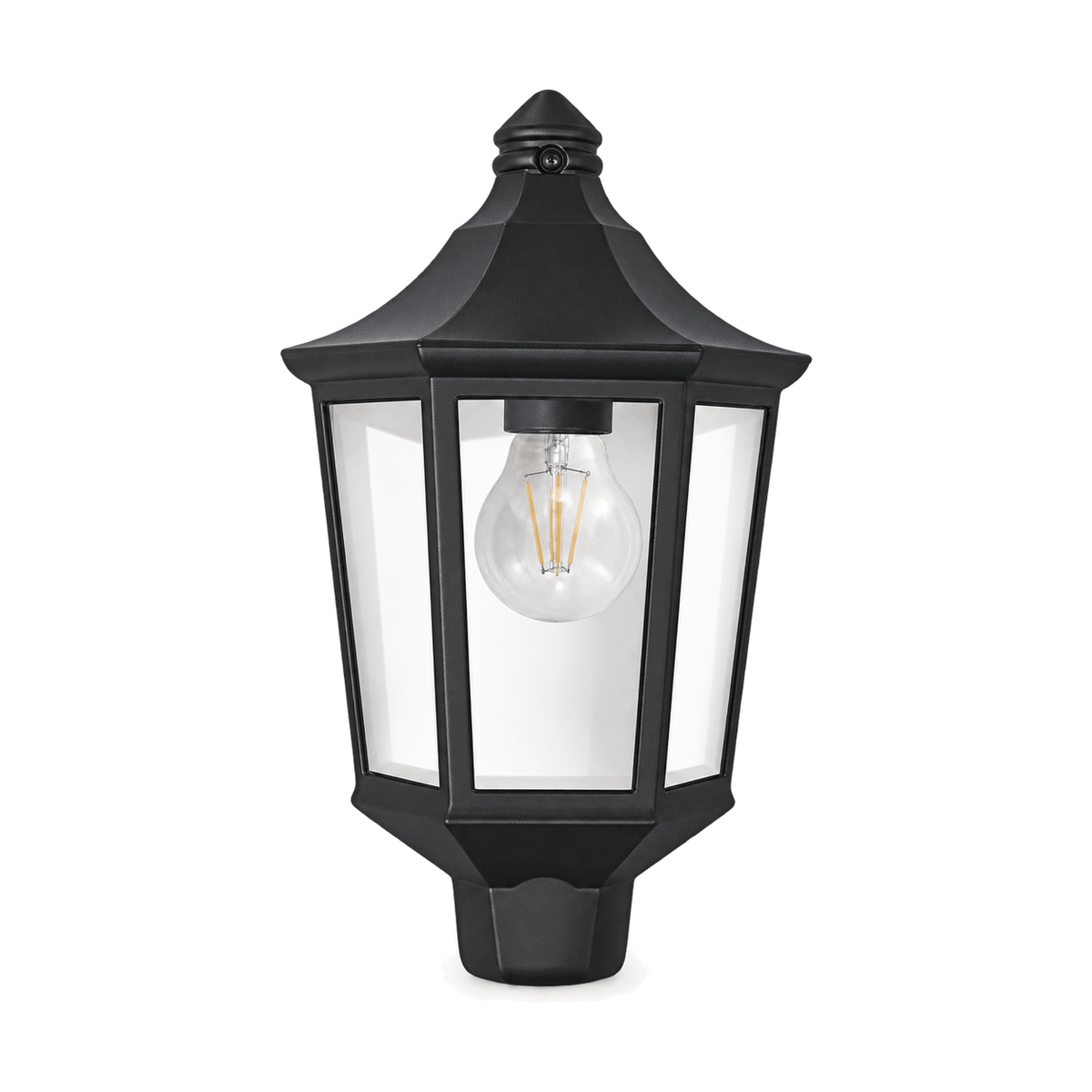 Black Outdoor Half Lantern Wall Light - white background