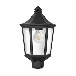 Black Outdoor Half Lantern Wall Light - white background