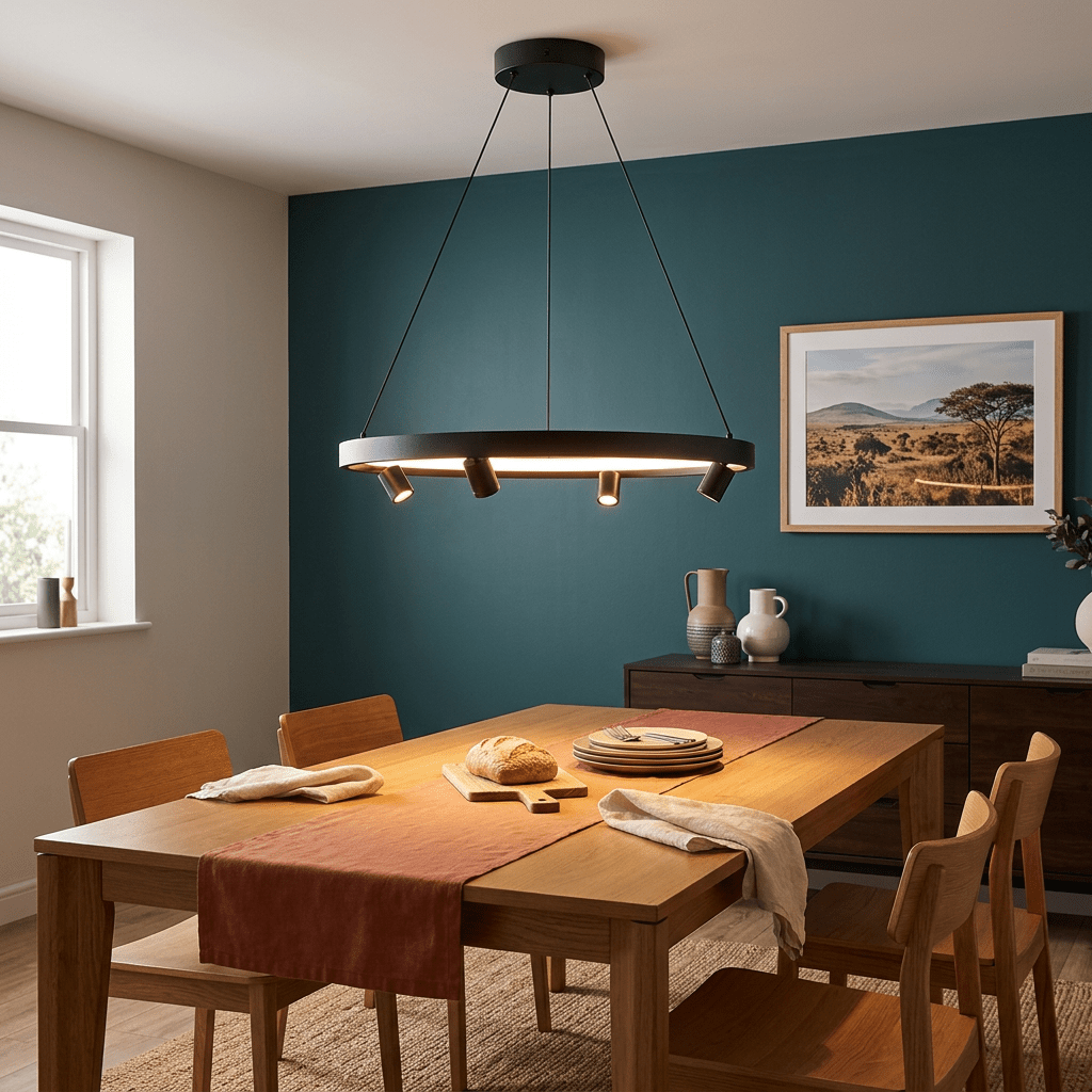 230V 26W LED 64cm Crown+4 Spot 3W LED Pendant - Black