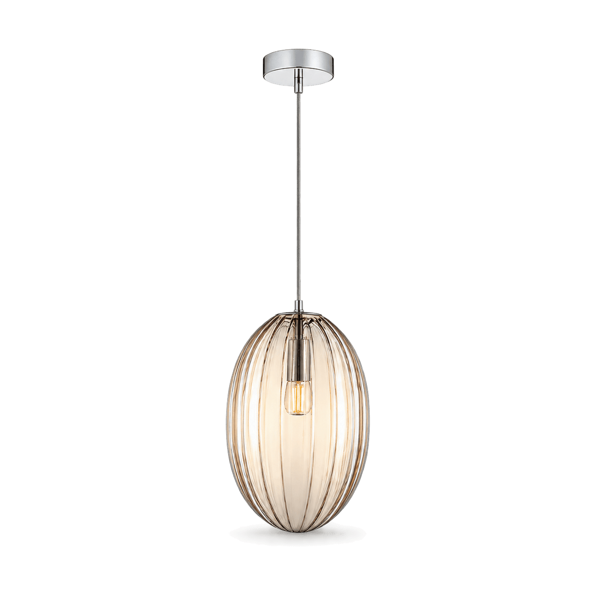 Marilyn Chrome Cognac Glass Pendant Light - transparent background
