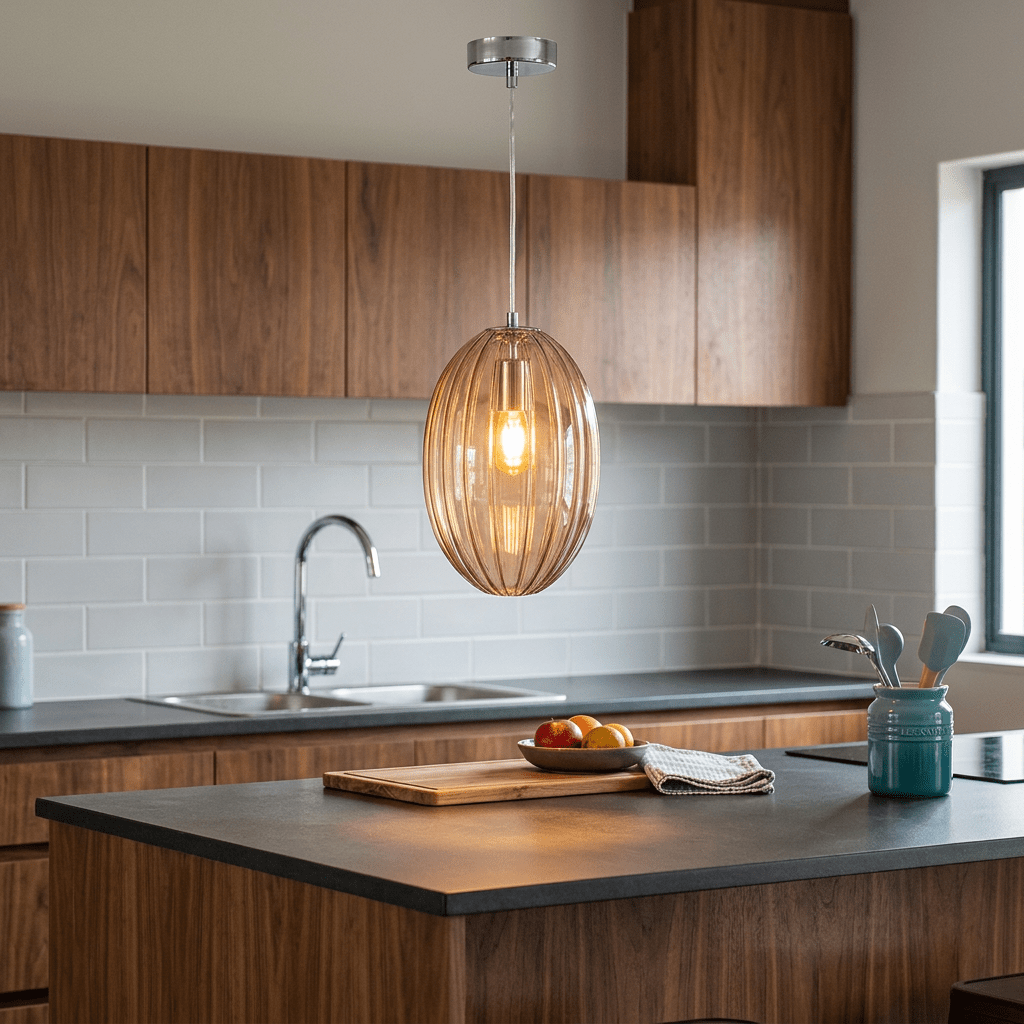 Marilyn Chrome Cognac Glass Pendant Light