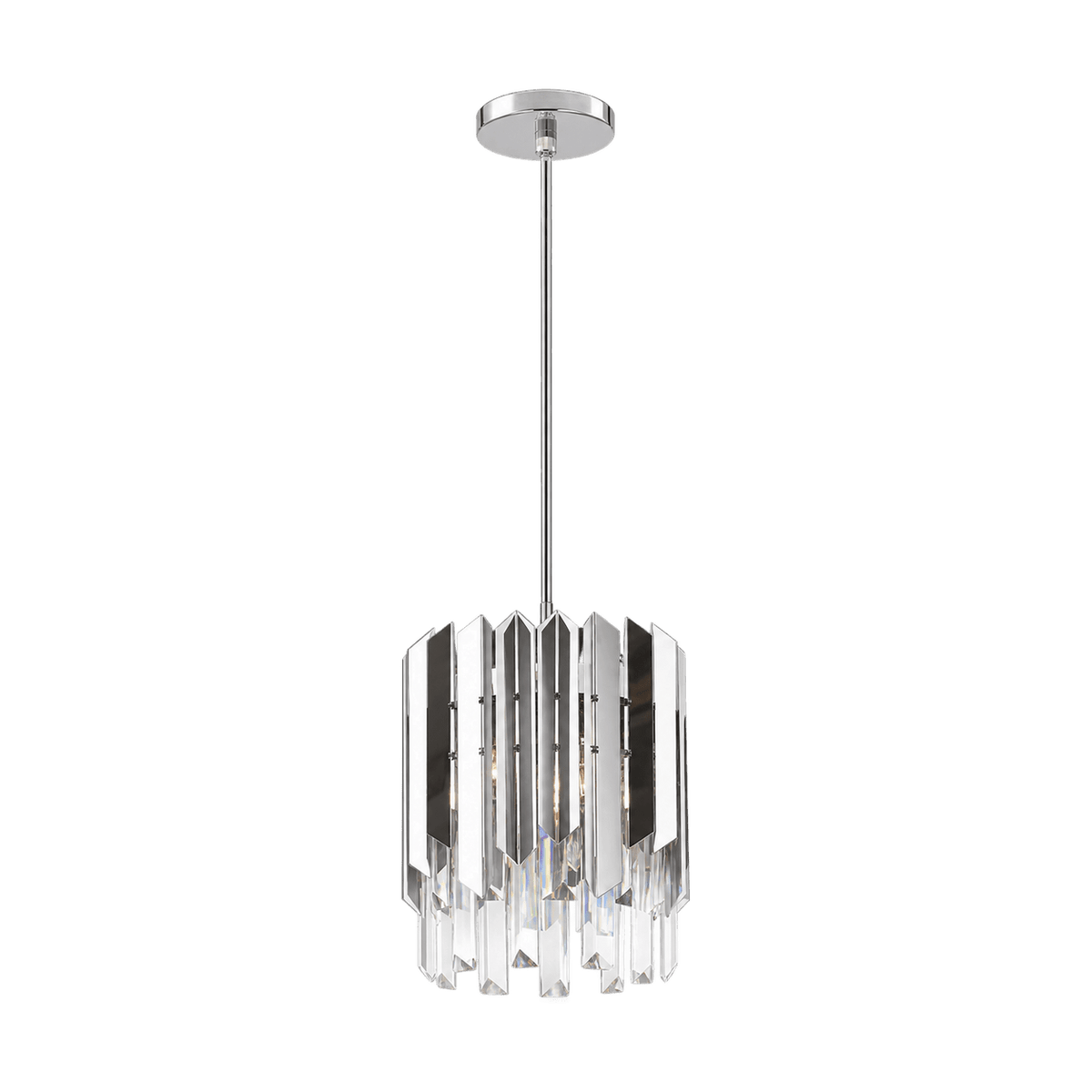 Stainless Steel & Crystal Polished Chrome Pendant Light - transparent background