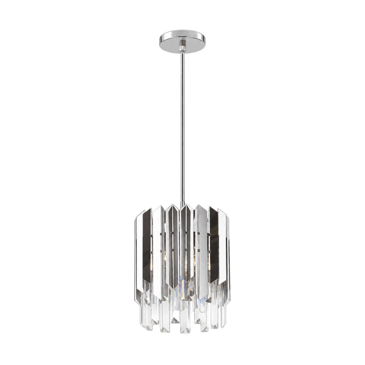 Stainless Steel & Crystal Polished Chrome Pendant Light - white background