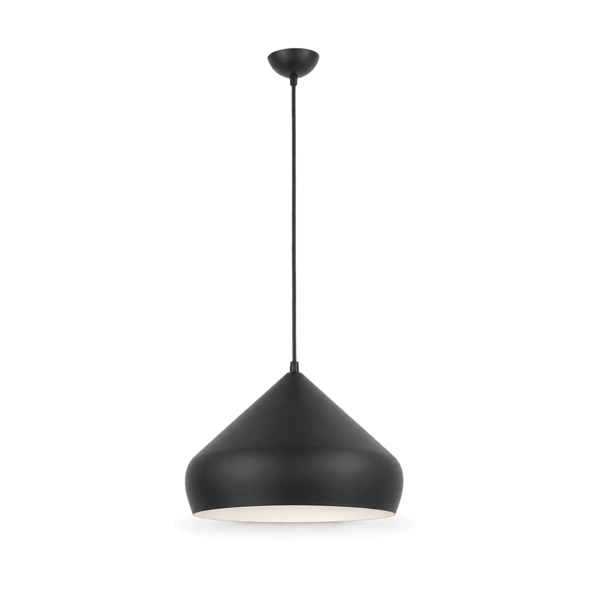 Matt Black Aluminium Pendant Light - transparent background