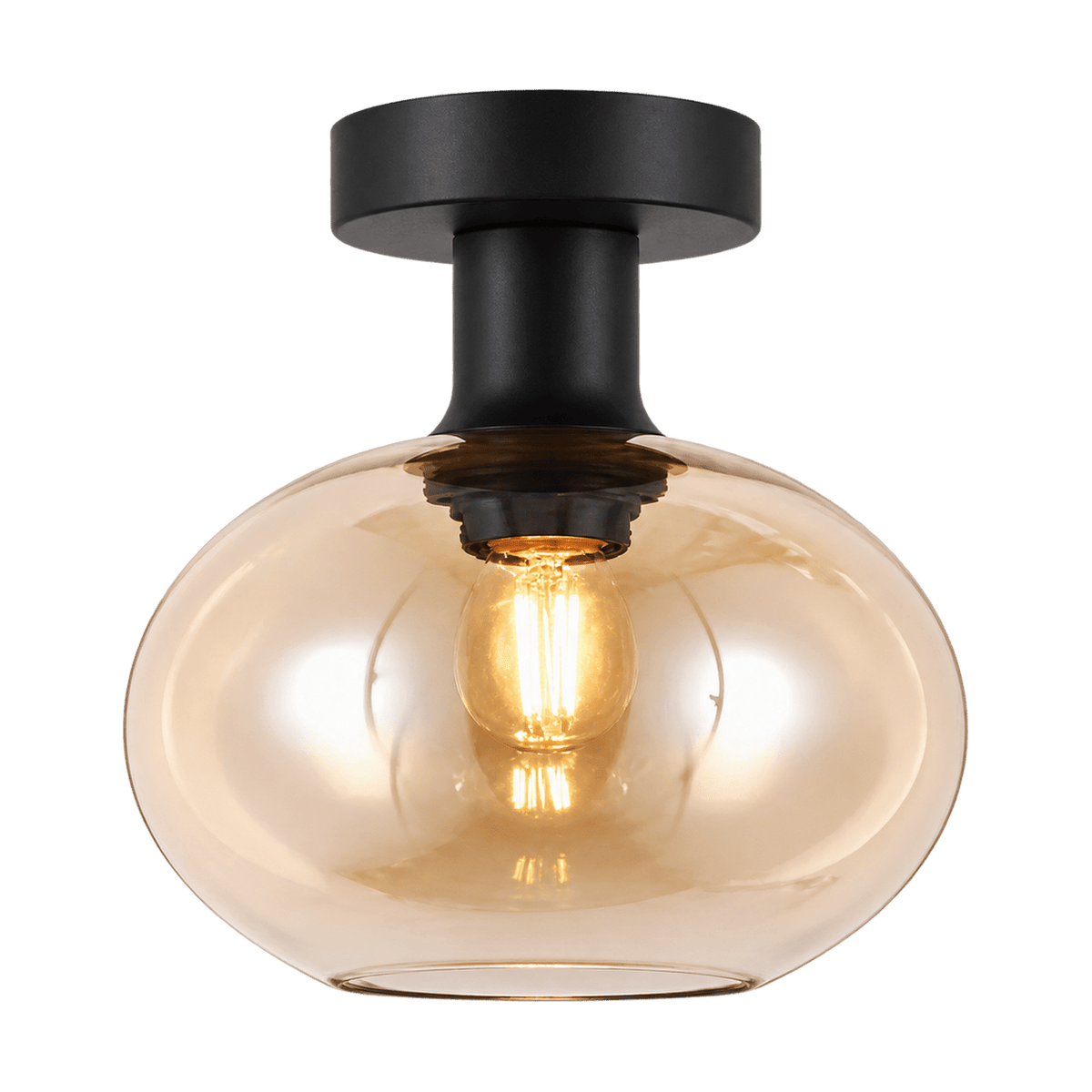 Amber Glass Orb Ceiling Light - transparent background