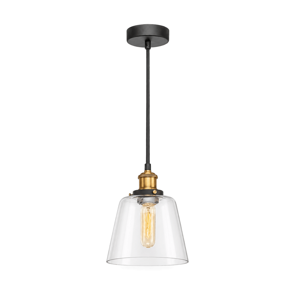 Antique Brass Glass Pendant Light - transparent background