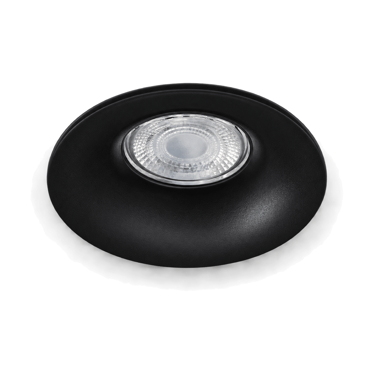 Round Matt Black Downlight Holder - transparent background
