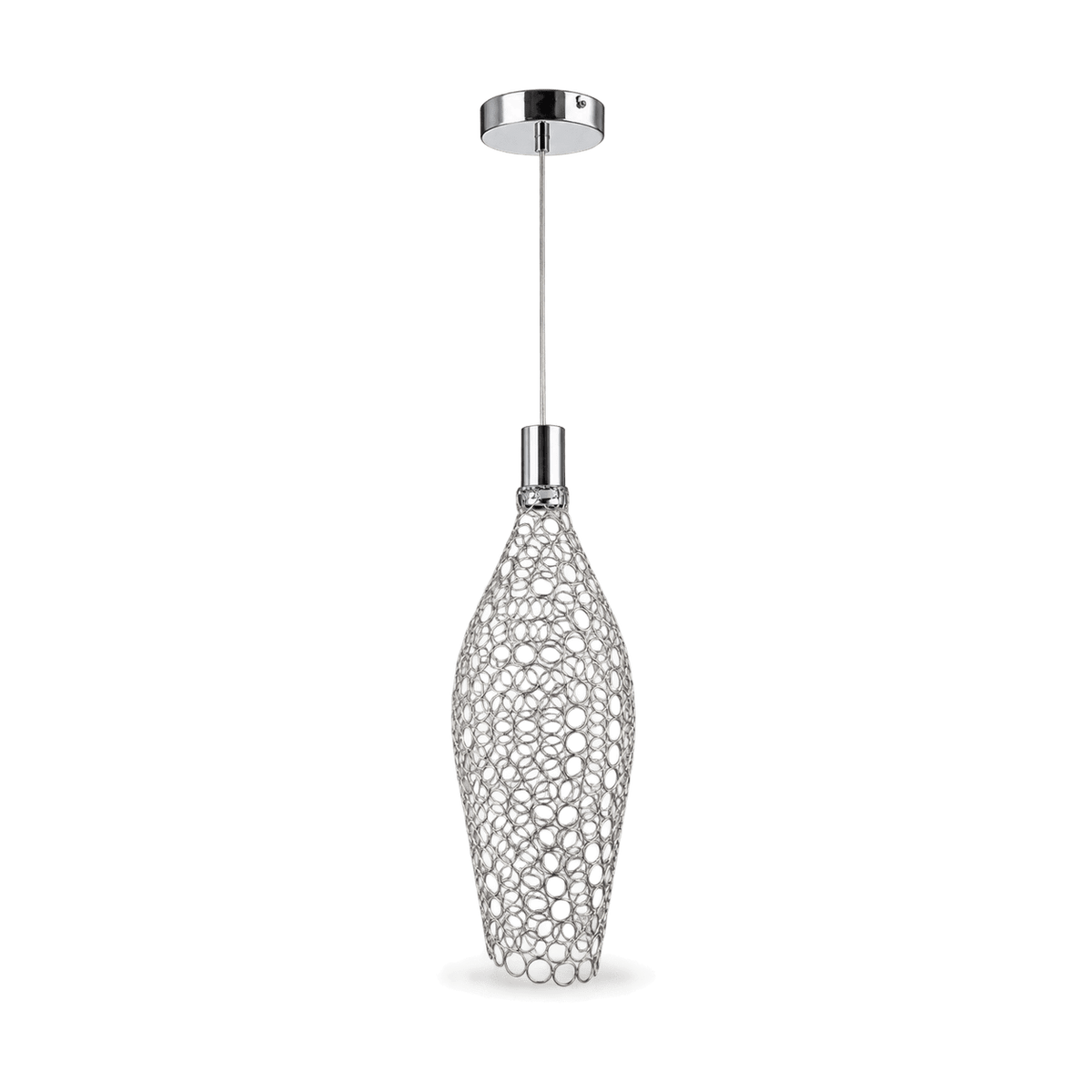 Large Chrome LED Pendant Light - transparent background