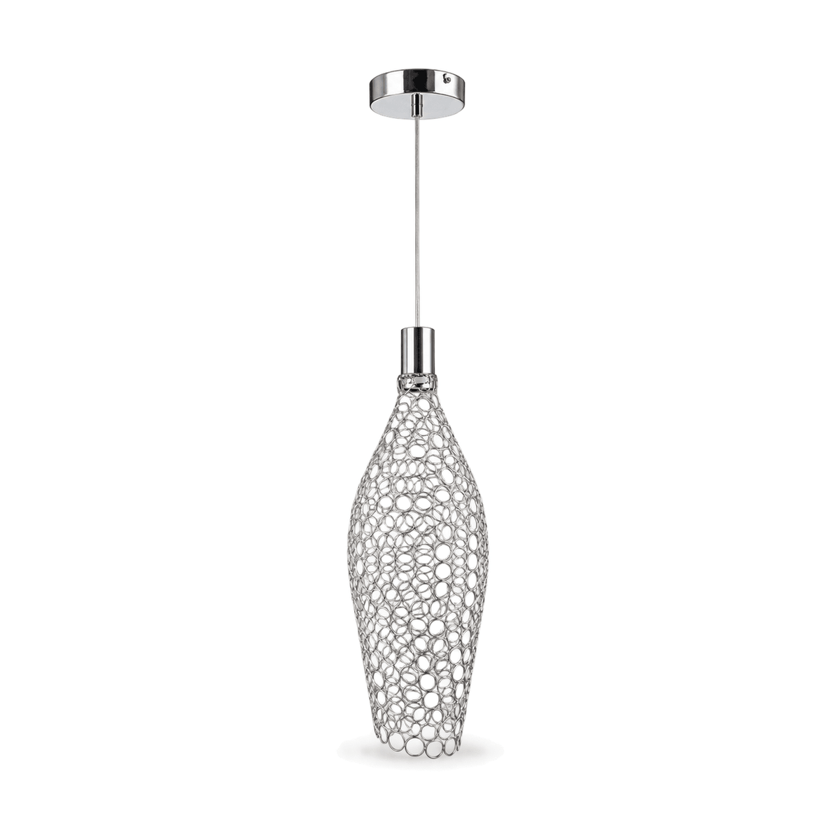 Large Chrome LED Pendant Light - white background