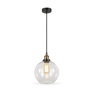 Antique Brass Glass Ball Pendant Light - transparent background