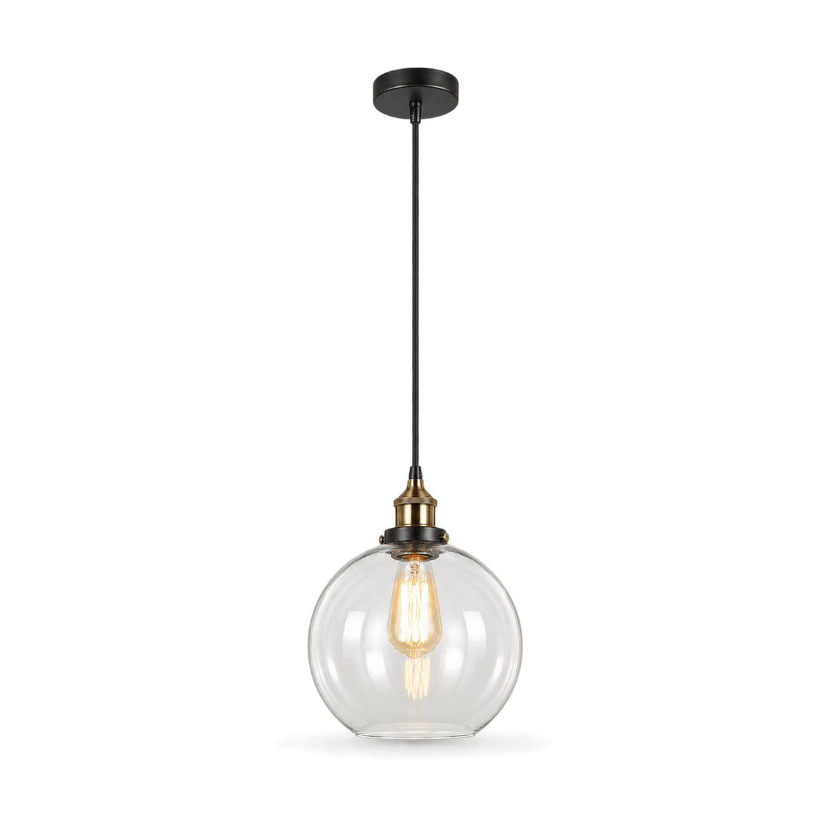 Antique Brass Glass Ball Pendant Light - white background